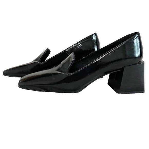 NWOT L'INTERVALLE BARNABY BLACK LEATHER BLOCK HEEL LOAFERS - 39 - Picture 1 of 12